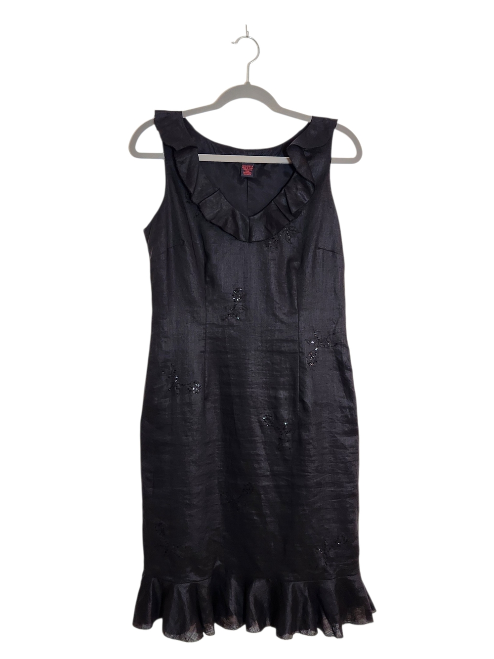 Debbie Shuchat Black Linen Sleeveless Cocktail Dress Size 10